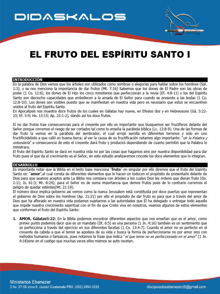 Fruto del Espíritu Santo: Amor y Más | PDF | Fruto Del Espiritu Santo ...
