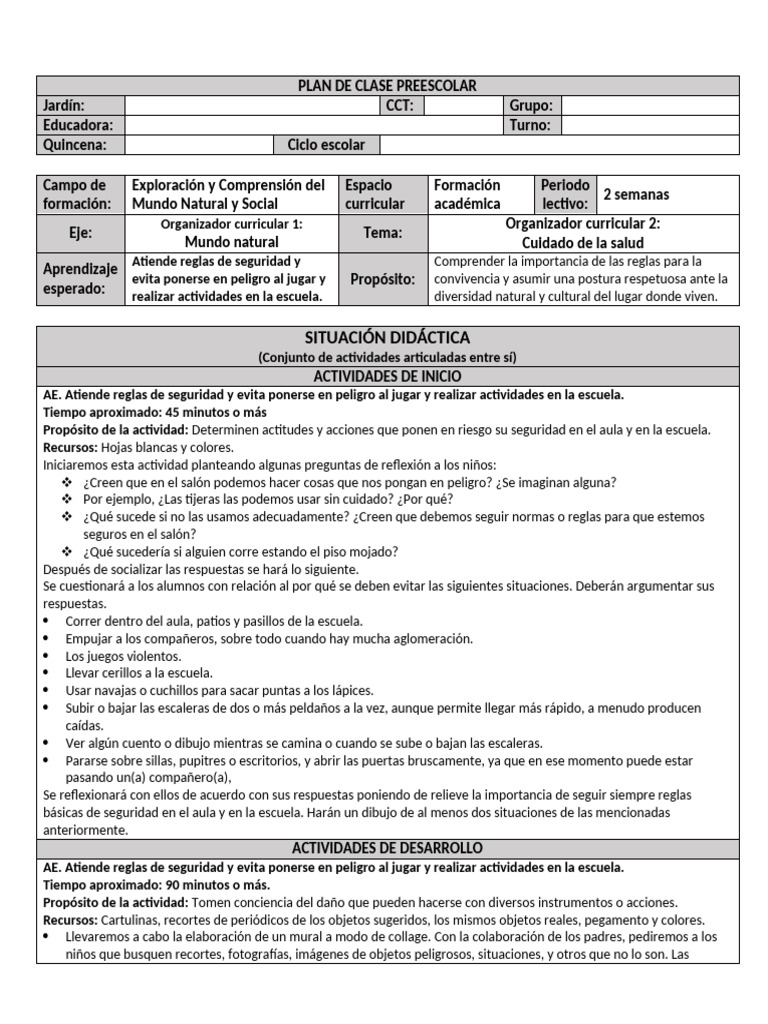 Seguridad Escolar para Preescolar | PDF | Escuelas | Educación de la ...