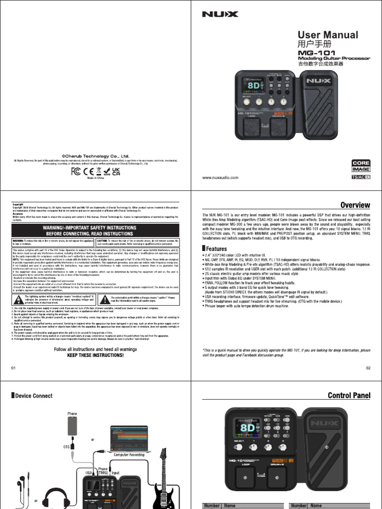NUX MG101 UserManual | PDF