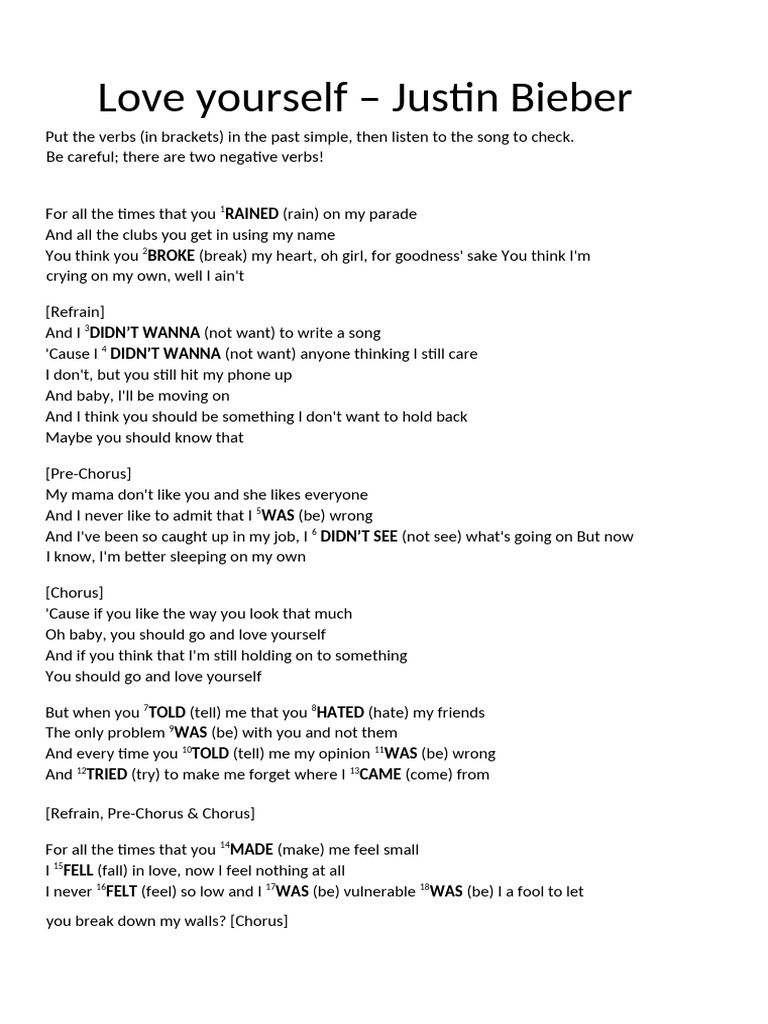 JUSTIN BIEBER LOVE YOURSELF MEANING visual data 7