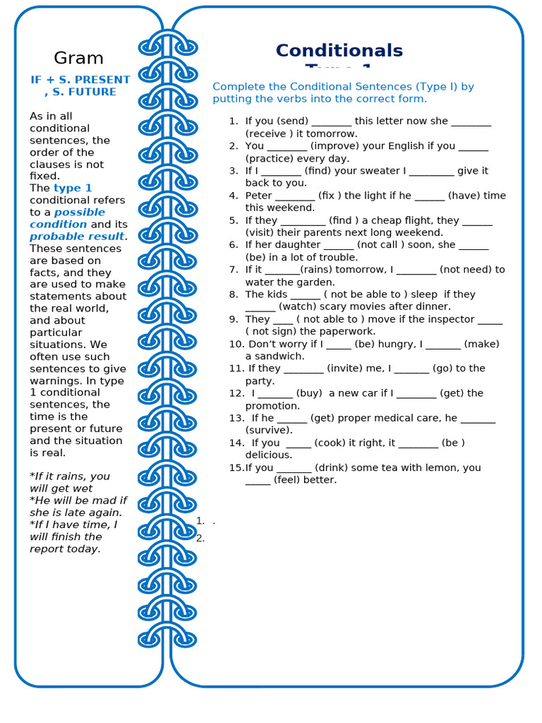 Type 1 Conditional Sentences Guide | PDF | Language Arts & Discipline