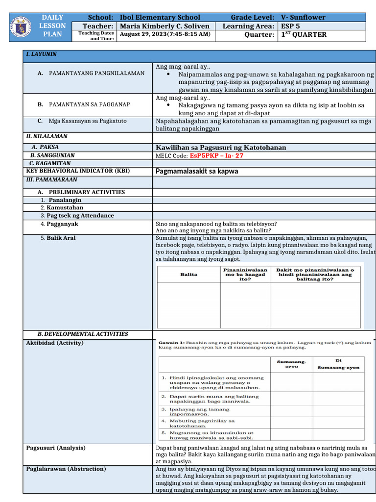 Day2 DLP Soliven | PDF | Differentiated Instruction | Learning