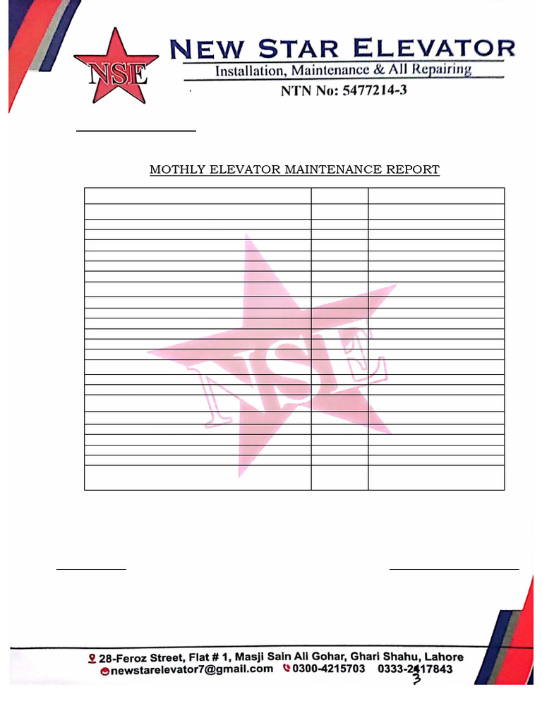 Monthly Elevator Maintenance Report | PDF | Business | Computers