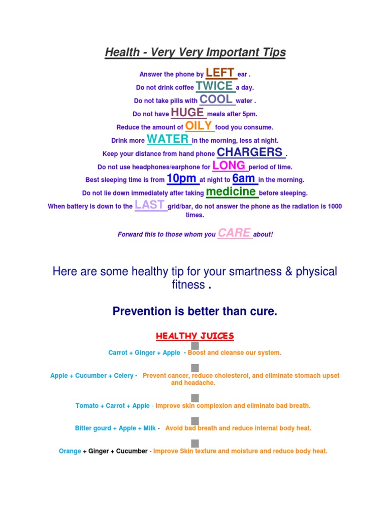 Health - Very Very Important Tips: Water | PDF | Drink | Cancer