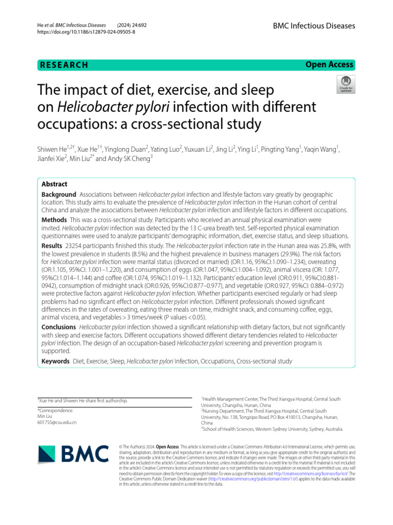 He, S., He, X., Duan, Y. Et Al. The Impact of Diet, Exercise, and Sleep ...