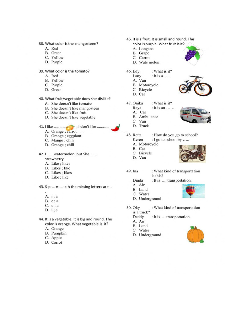 Nama Benda Dalam Bahasa Inggris Kelas 3 | PDF