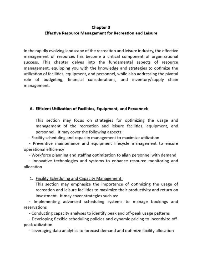 Resource Management in Recreation Industry | PDF | Inventory | Supply Chain