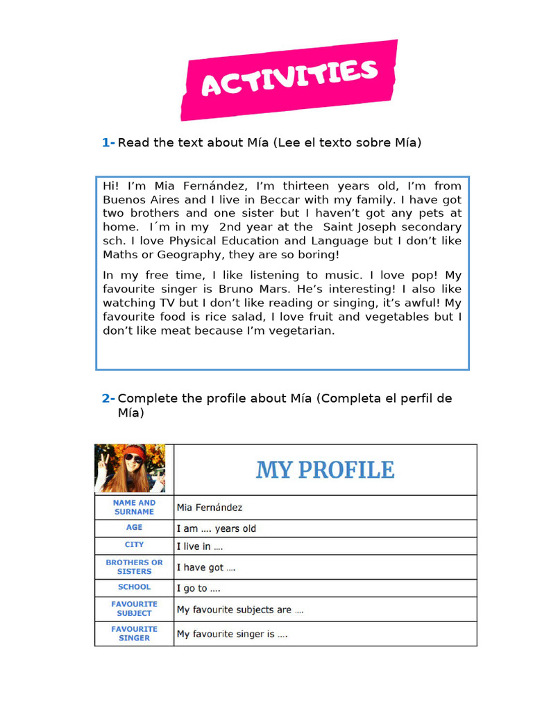 Mía Fernández: Profile and Interests | PDF | Art