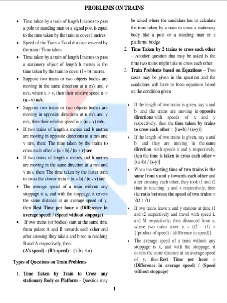 Problems on trains pdf