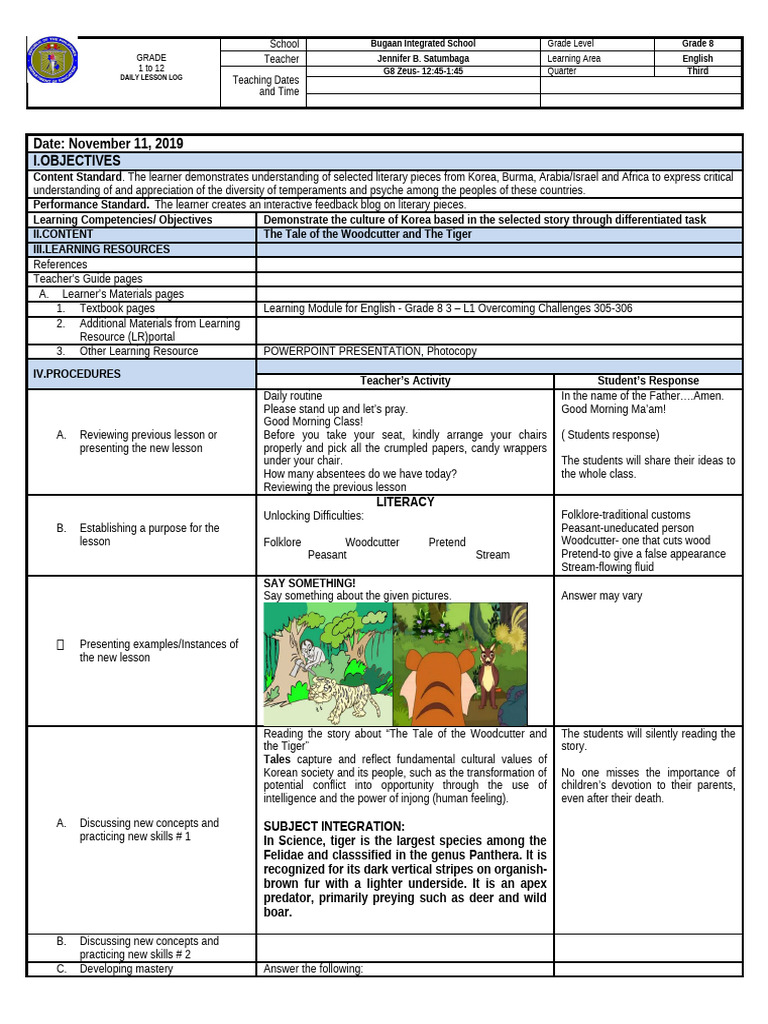 COT 3 G8 | PDF | Tiger | Learning