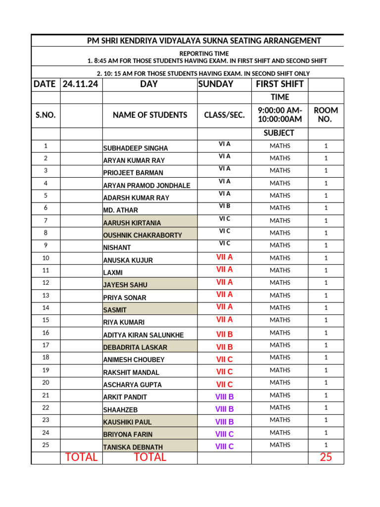 Seating Arrangement Olympaid 2024 | PDF