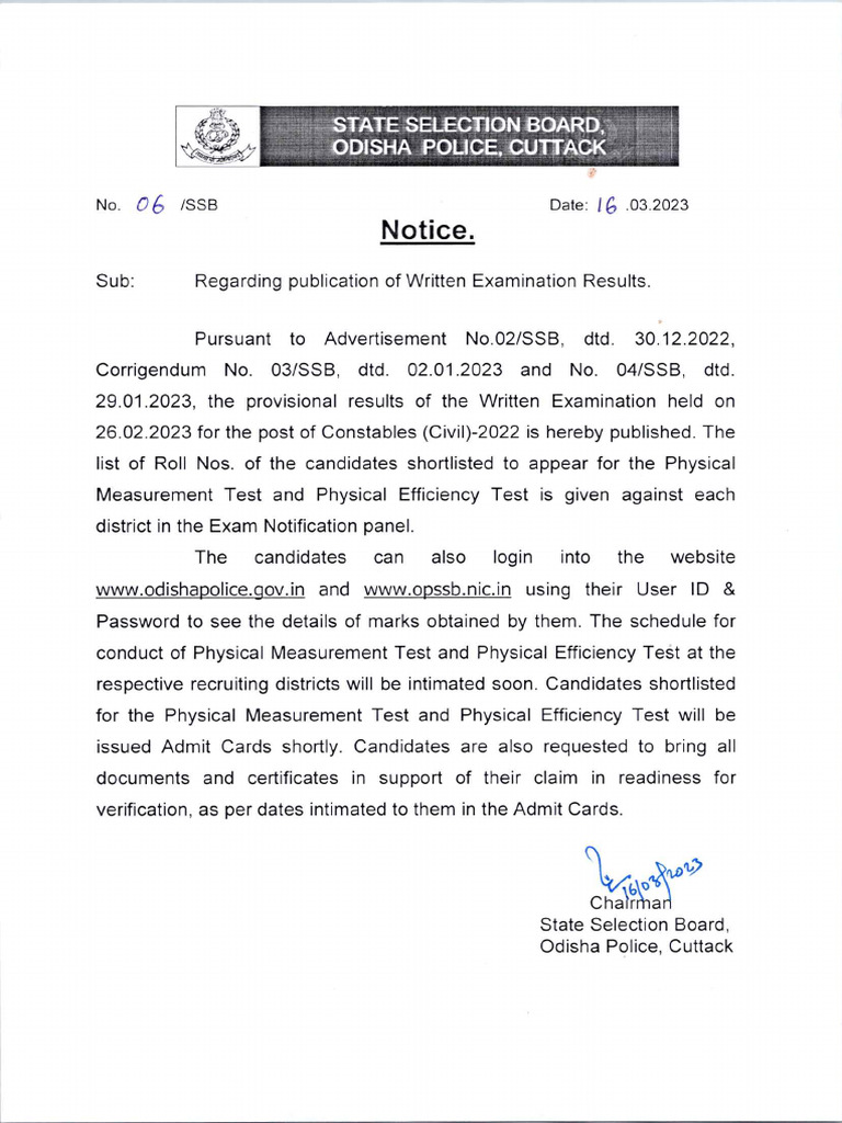 Result Notice | PDF
