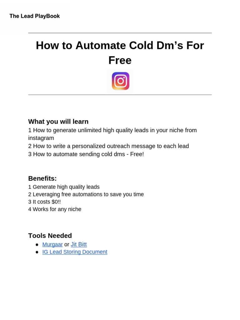 Free Automation for Cold DMs on Instagram | PDF | Career & Growth