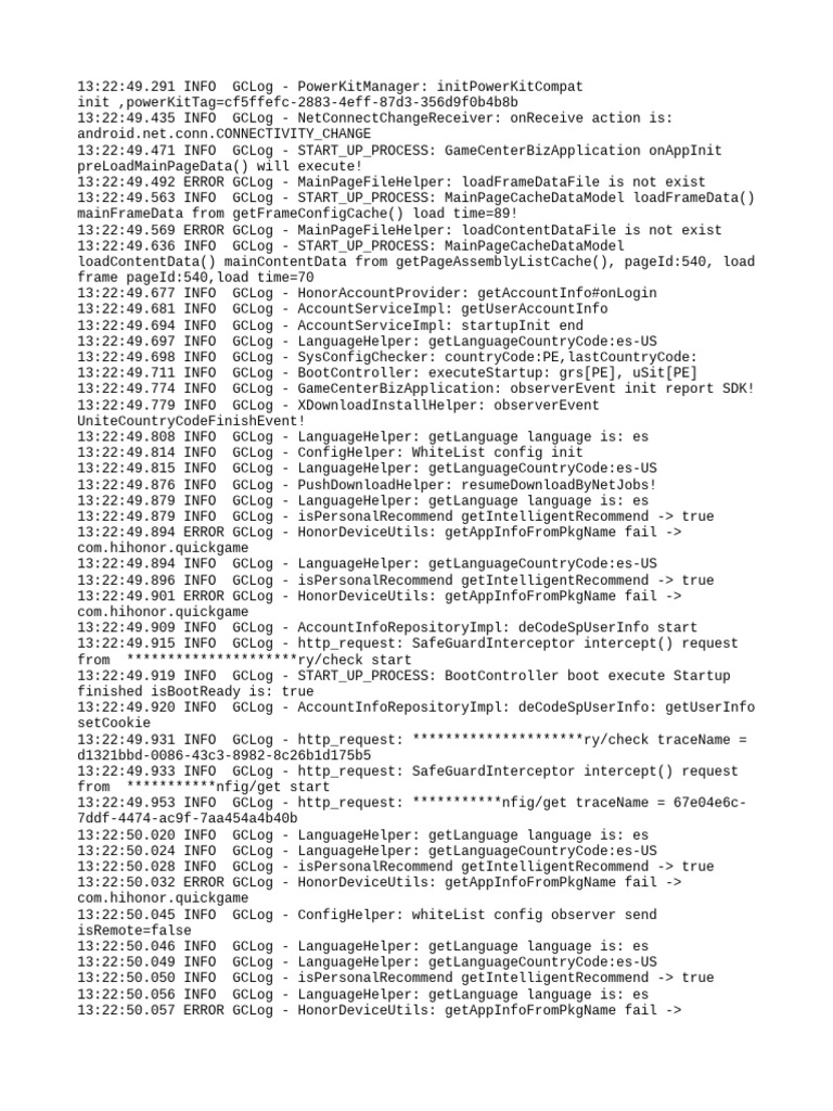 Game Center Application Startup Log | PDF | Web Standards | Data Management