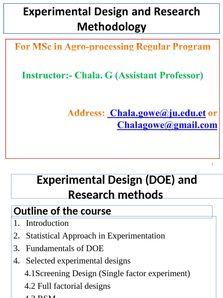 Experimental Design and Research Methodology | PDF | Experiment ...
