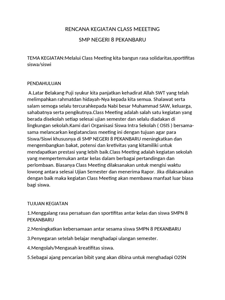 Proposal Class Meet 2022 | PDF