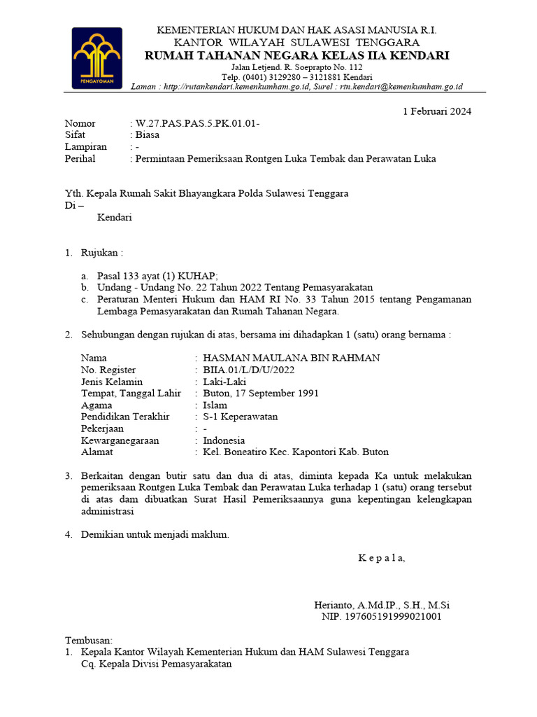 Permintaan Rontgen Luka Tembak di Kendari | PDF | Politik