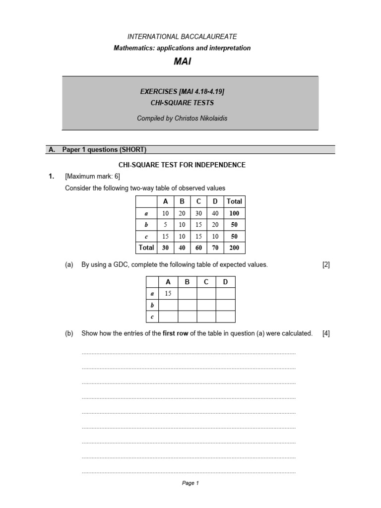 (Mai 4.18-4.19) Chi-Square Tests | PDF | Chi Squared Test | Chi Squared ...