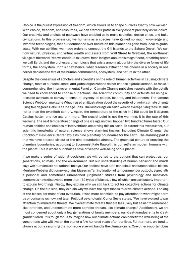 The Impact of Human Choices on Climate | PDF | Bias | Climate Change