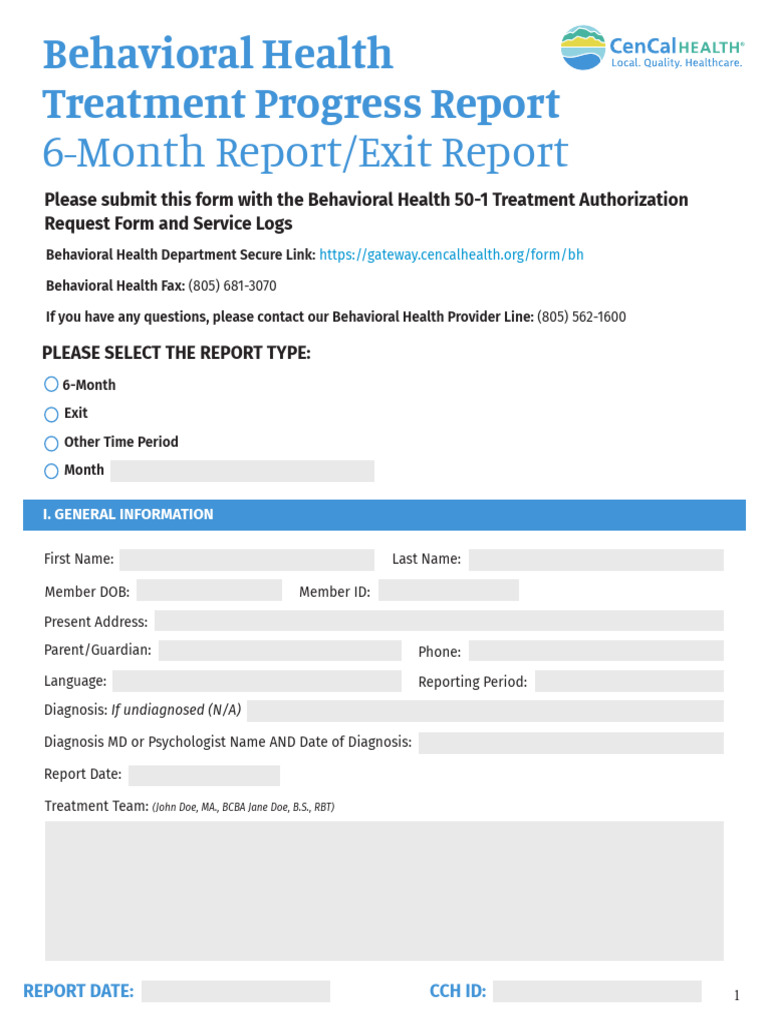 Behavioral Health Treatment Progress Report | PDF | Goal | Behavior