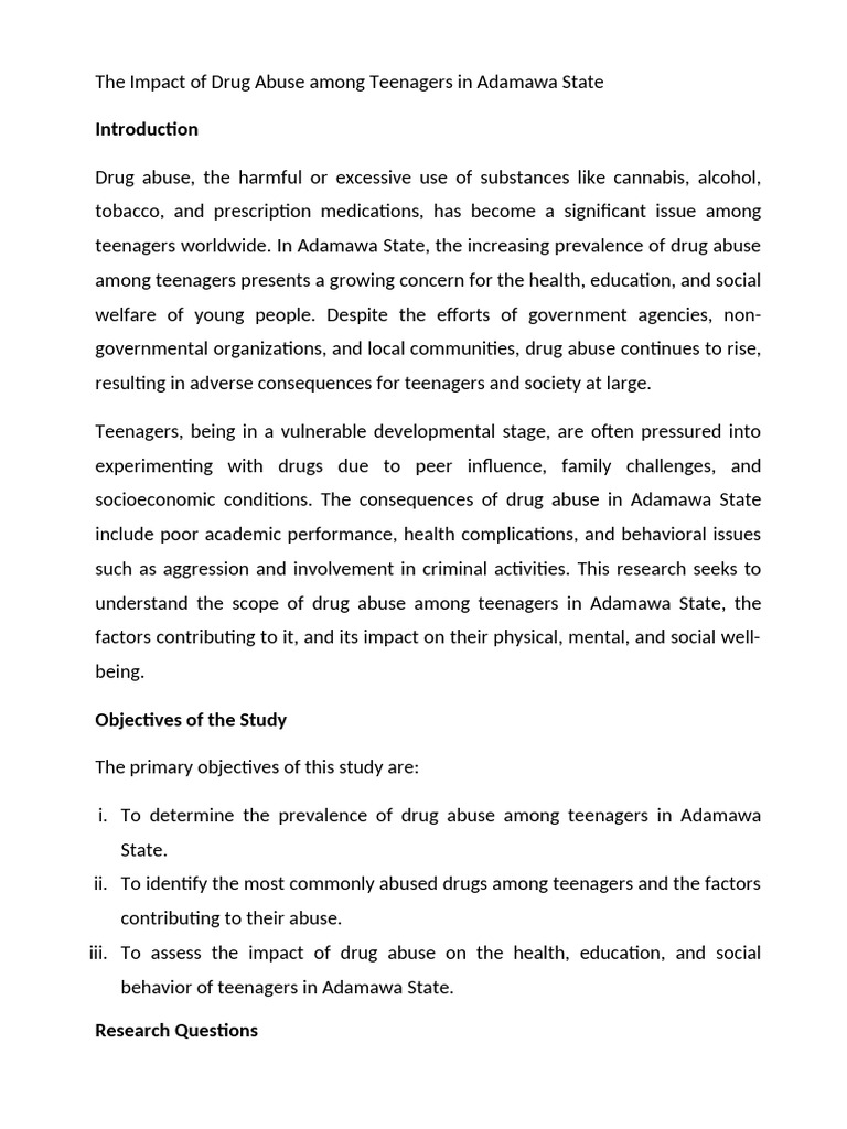 Teen Drug Abuse in Adamawa State | PDF | Substance Abuse | Adolescence