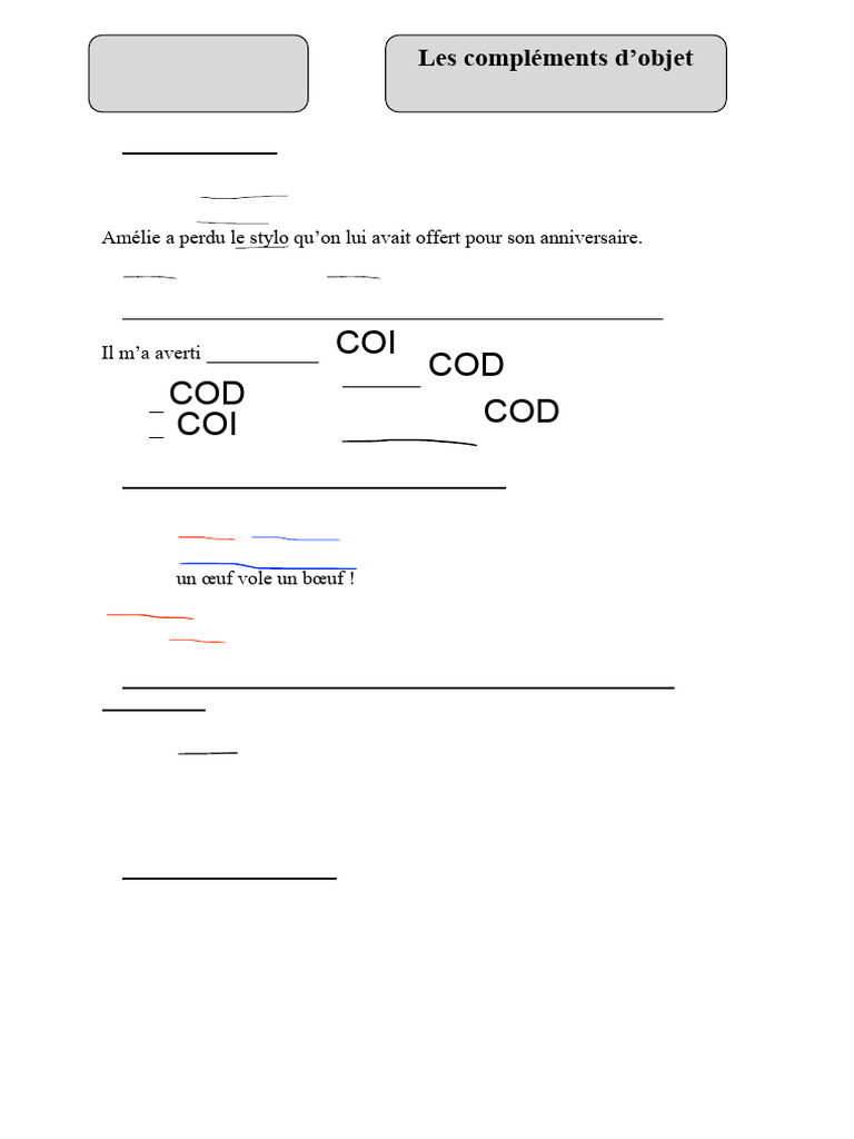 Exercices sur COD et COI pour 6ème | PDF | Maison et jardin