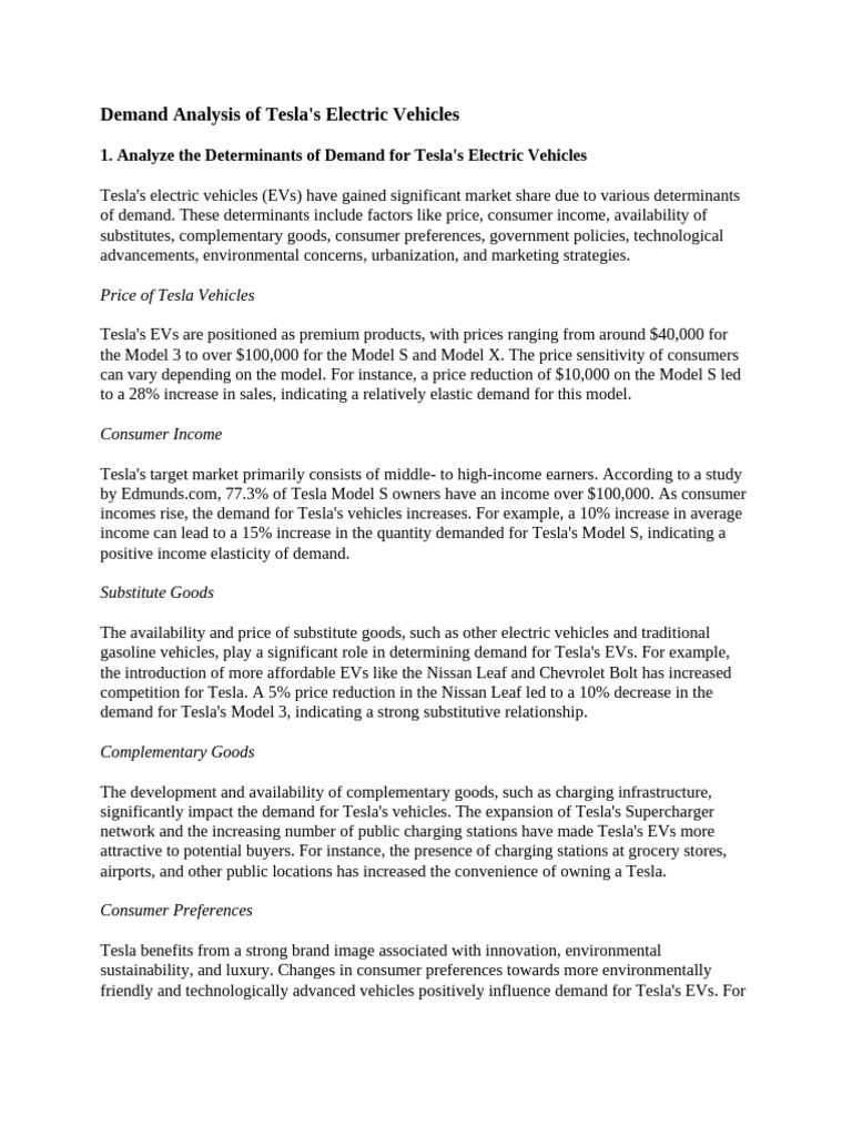 Price Elasticity of Tesla Demand Analysis | PDF | Demand | Elasticity ...