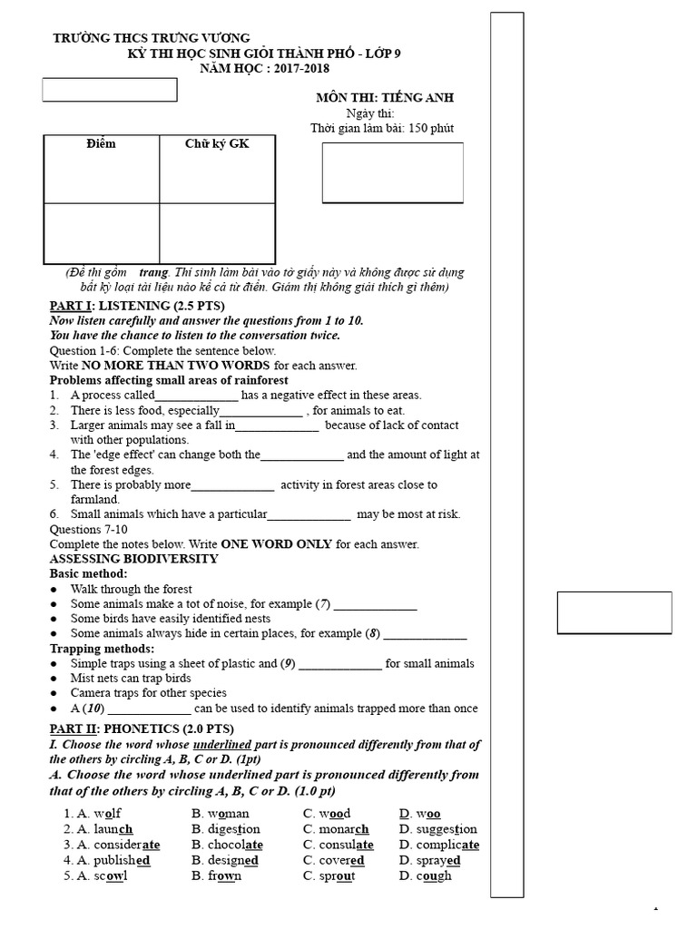 English Exam for 9th Grade Students | PDF | Plate Tectonics | Earth ...