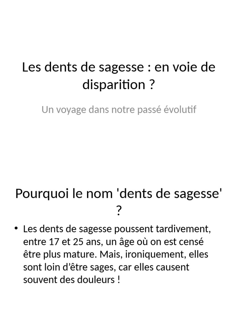 Presentation Dents de Sagesse PDF — free download