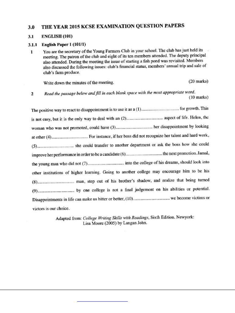Kcse 2015 english questions paper 1 2 3 pdf