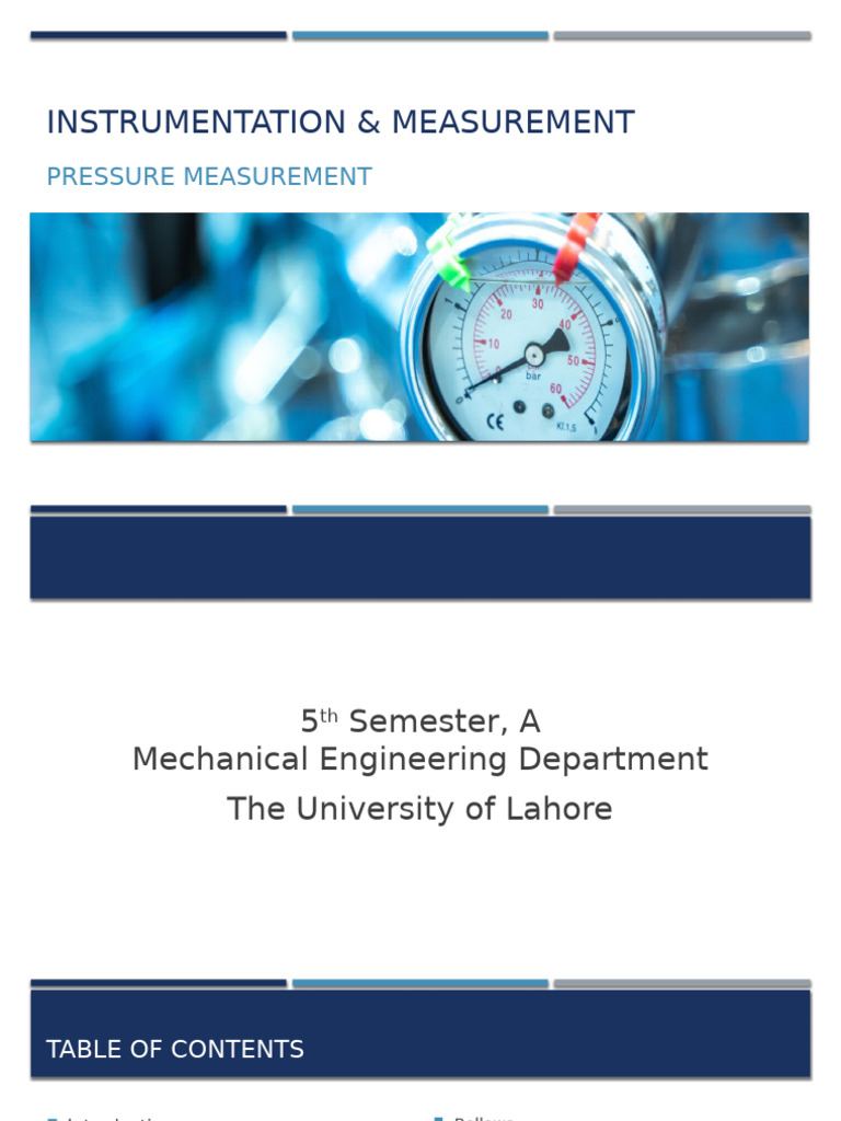 Pressure Measurement Instruments Guide | PDF | Pressure Measurement ...
