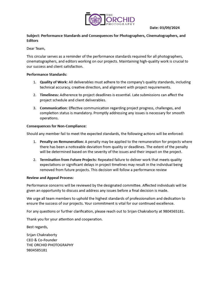 Performance Standards and Consequences-1 | PDF | Business