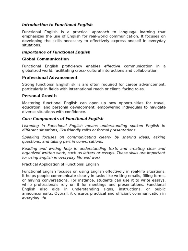 Introduction to functional english pdf
