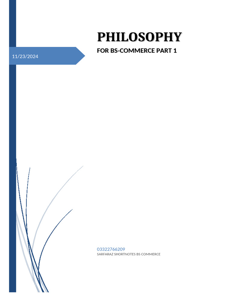 Philosophy Notes for BS Commerce Part 1 | PDF | Rationalism | Empiricism