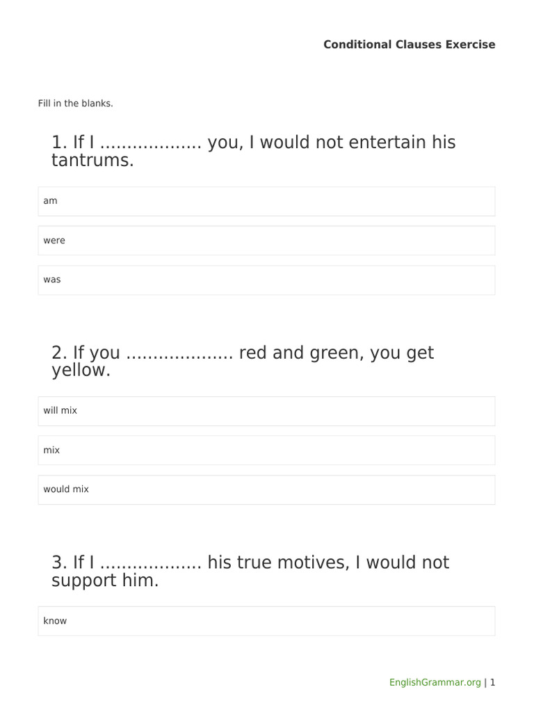 Conditional Clauses Practice Exercise | PDF