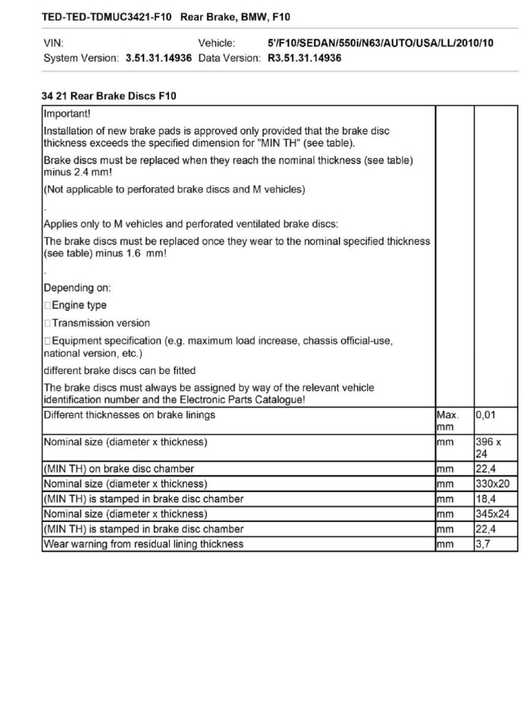 Rear Brake Disc Minimum Thickness PDF