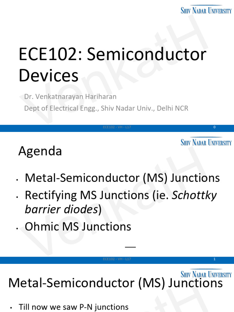 ECE102 SemiconDevL17 MetalSemiconJunctions | PDF | P–N Junction ...