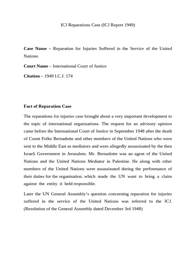 ICJ Advisory Opinion on UN Reparations | PDF | United Nations ...