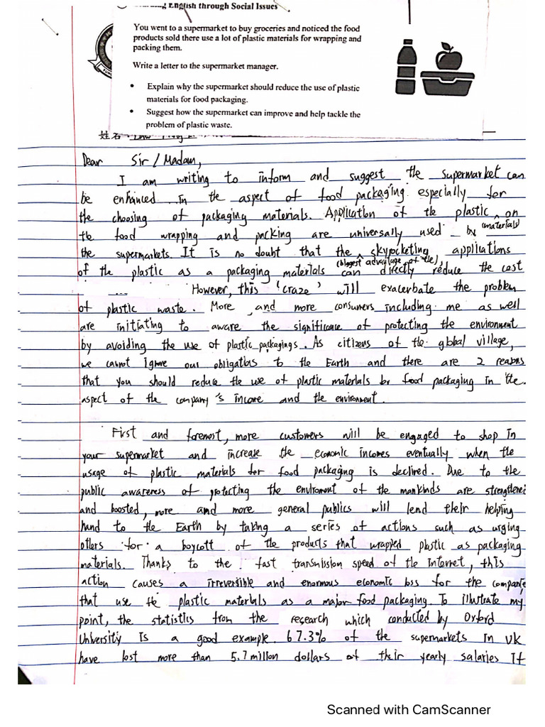 Writing 1 (Reduce The Plastic) | PDF