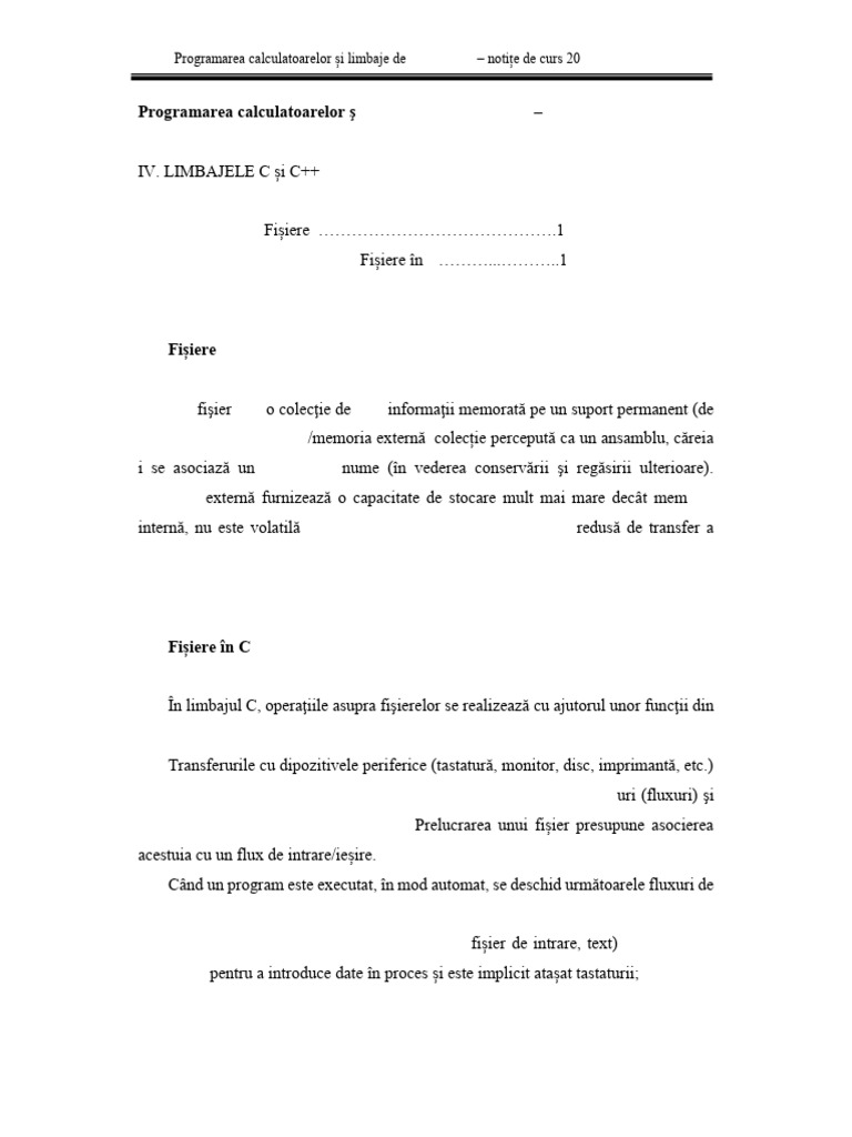 Cursul 12 Programarea Calculatoarelor Şi Limbaje de Programare | PDF
