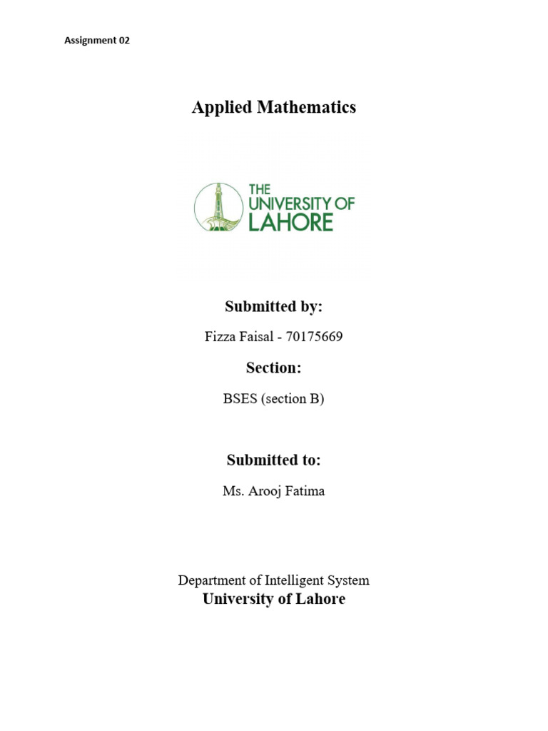 Applied Math Assignment Submission | PDF
