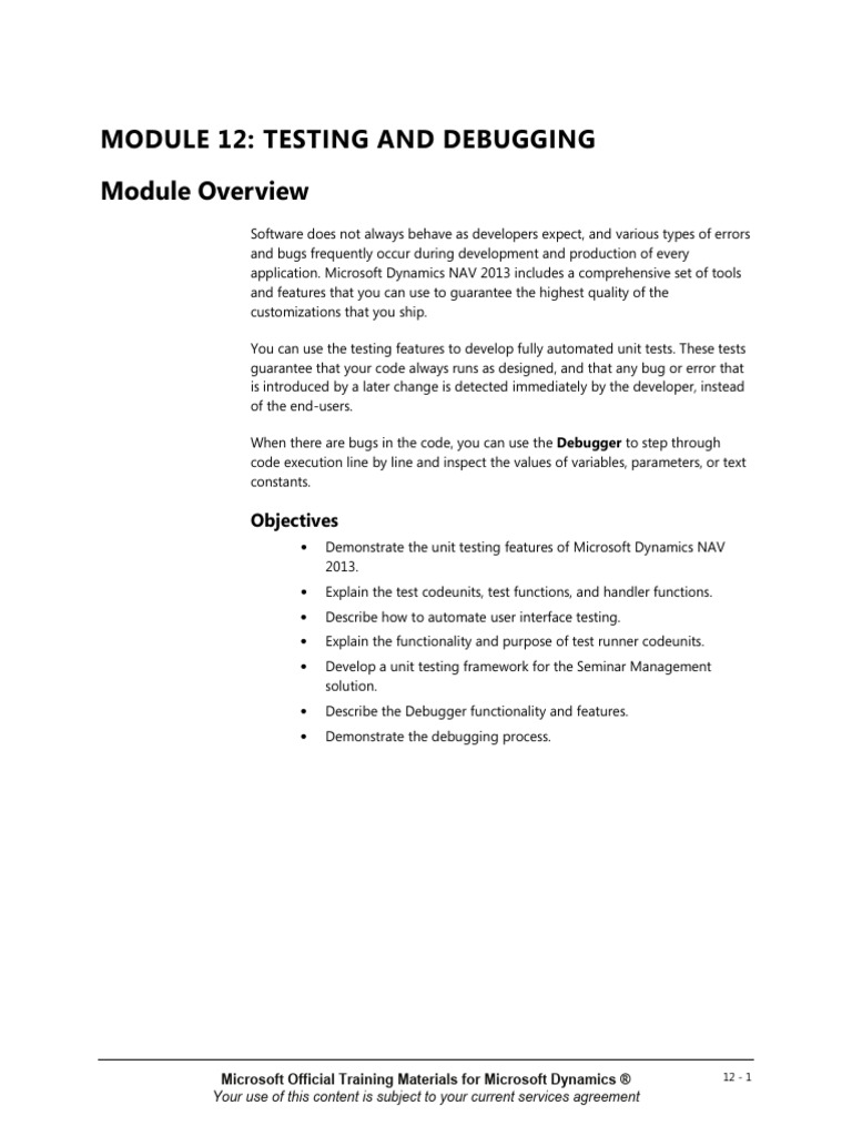 Nav2013 Enus Cssol 12 | PDF | Test Driven Development | Unit Testing