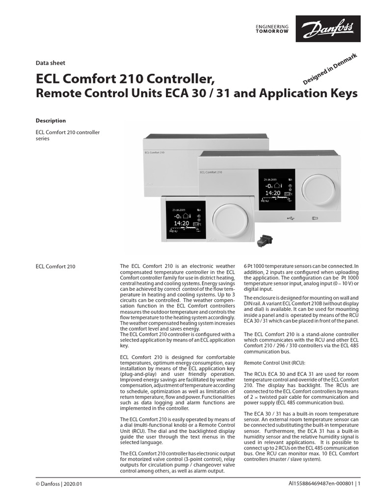 ECL Comfort 210 Temperature Controller | PDF | Heat Exchanger | Pump