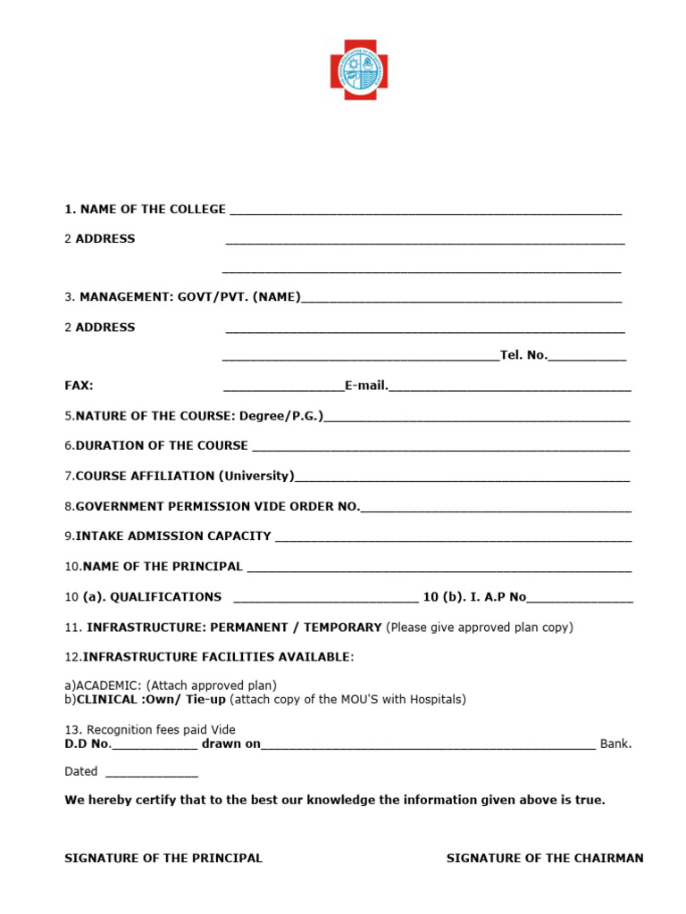 APPLICATION For Permission of B.P.T Courses 08 11 08 862241736 ...