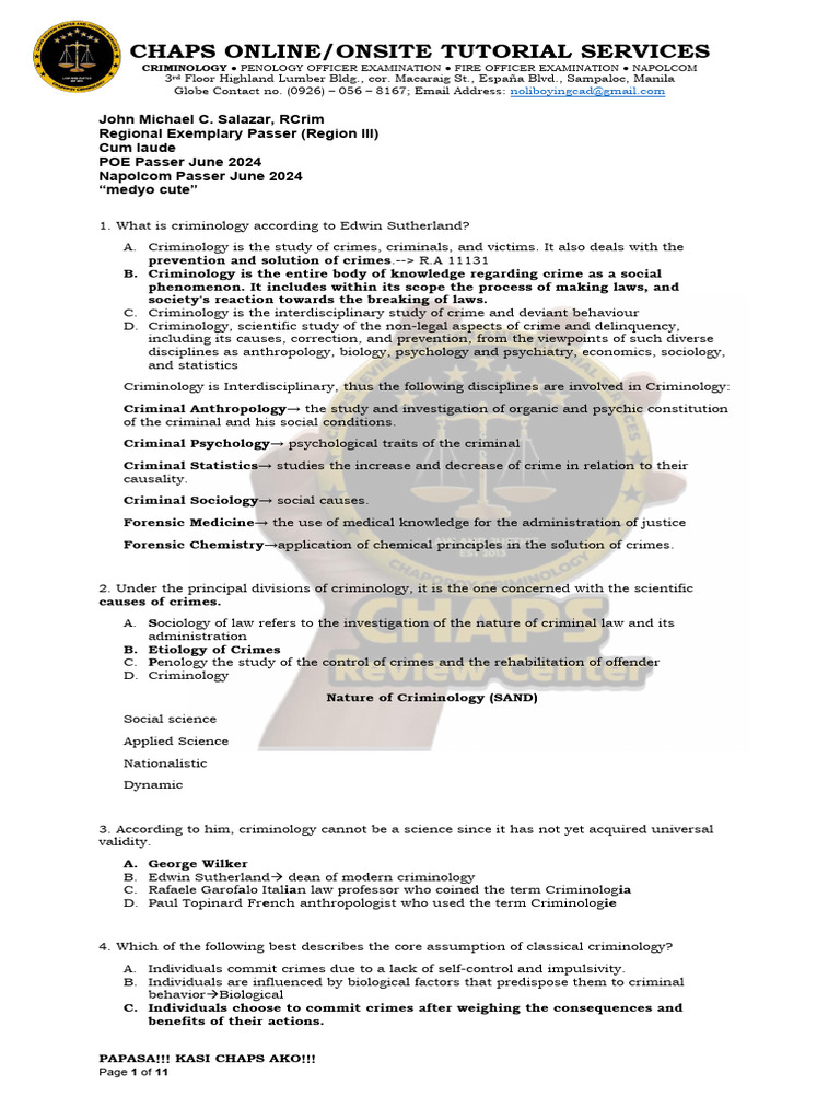 Criminology and Penology Exam Prep Guide | PDF | Crimes | Crime & Violence
