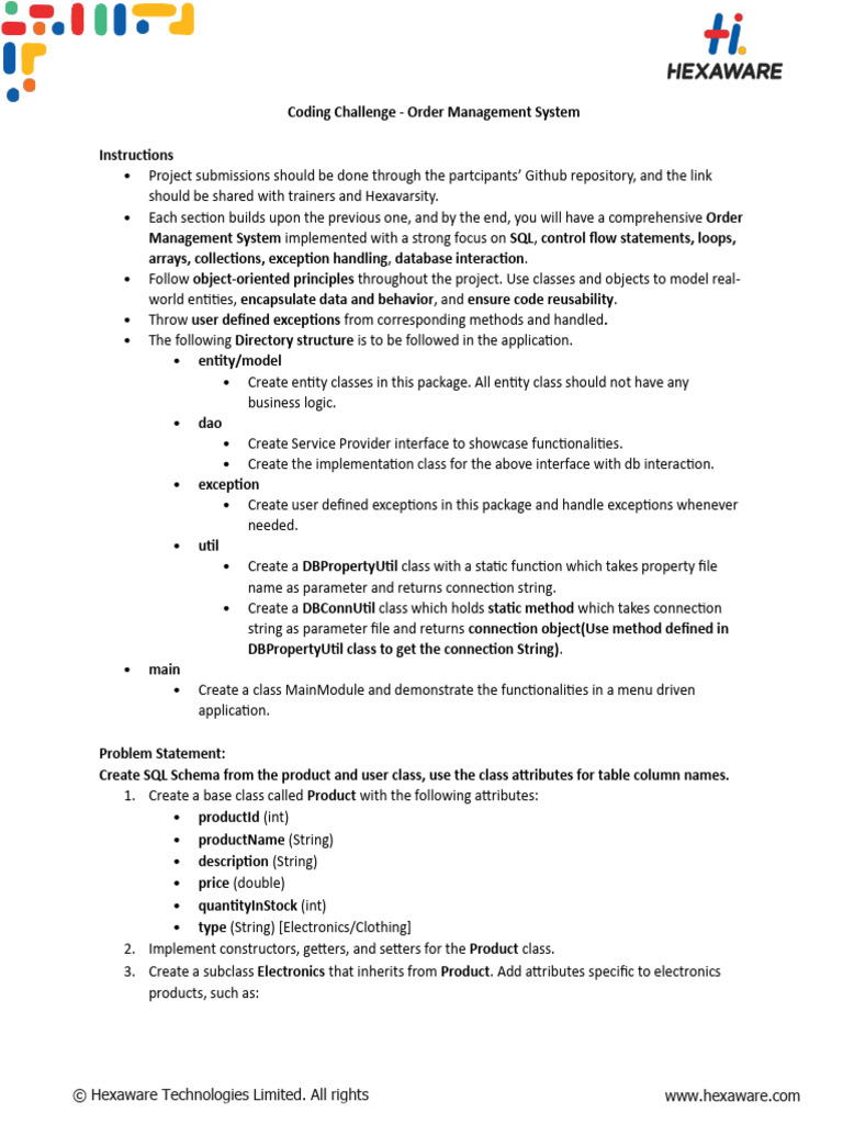 Order Management System Coding Challenge | PDF | Class (Computer ...