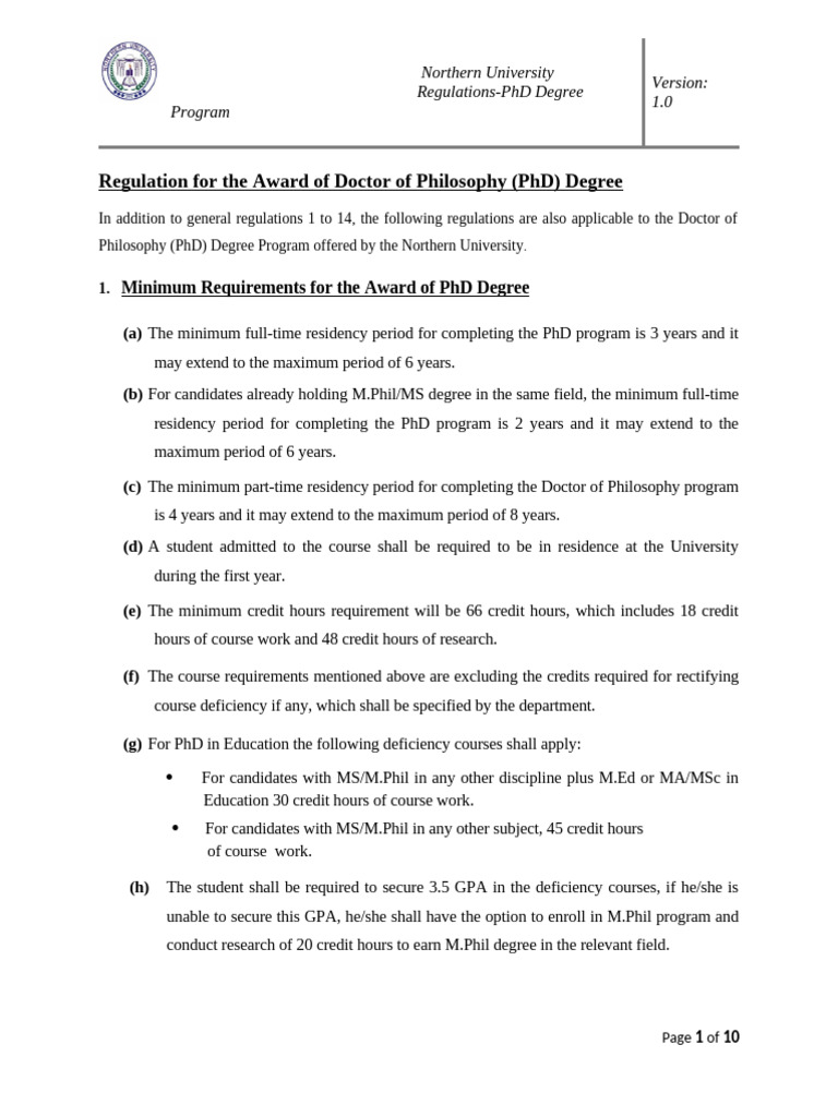 Regulation For PHD Degree - 2 | PDF | Thesis | Doctor Of Philosophy
