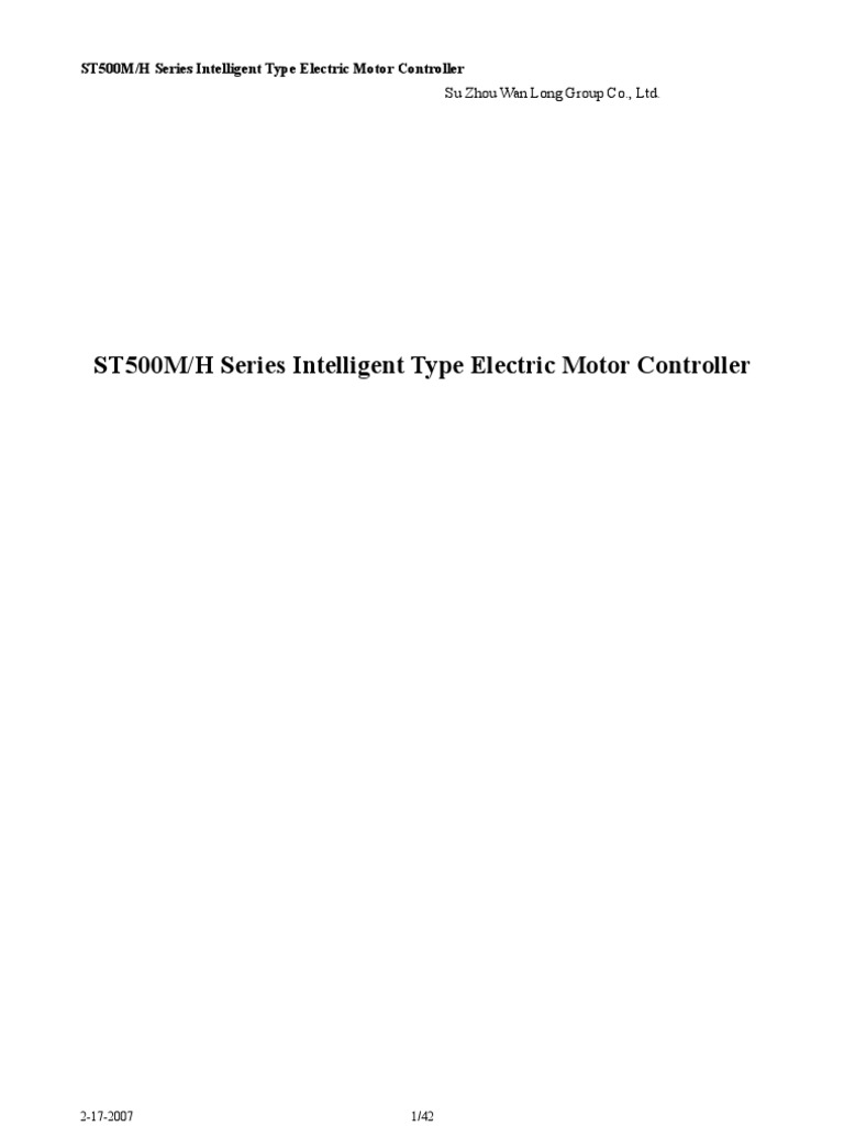 ST500M/H Electric Motor Controller Overview | PDF | Relay | Power Supply