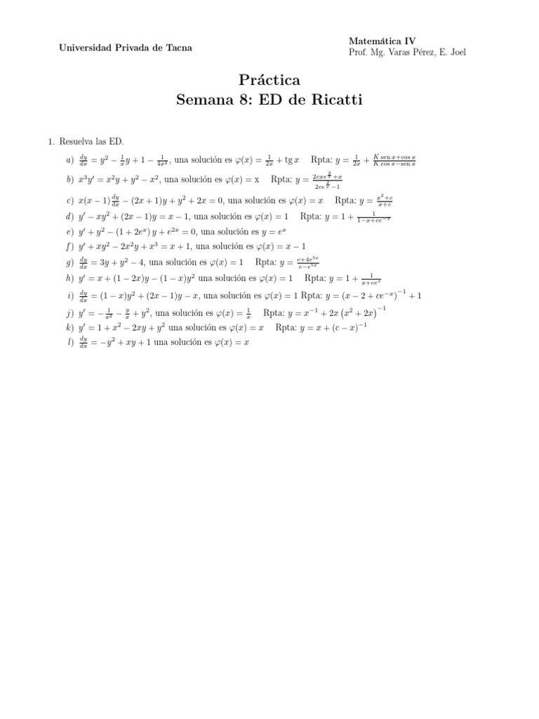 Práctica de Ecuaciones de Riccati | PDF