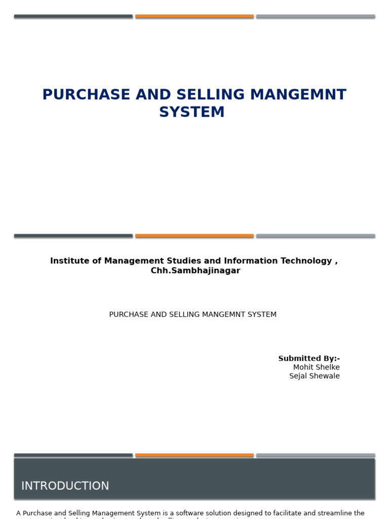 Purchase and Selling Management System | PDF | Feasibility Study ...